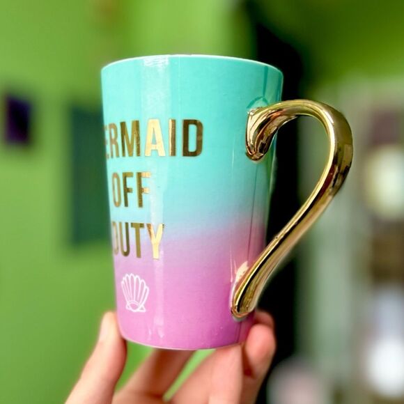 Nautical Coastal Mermaid Seashell Purple Teal Kitchen Dining Ceramic Mug - Picture 2 of 5